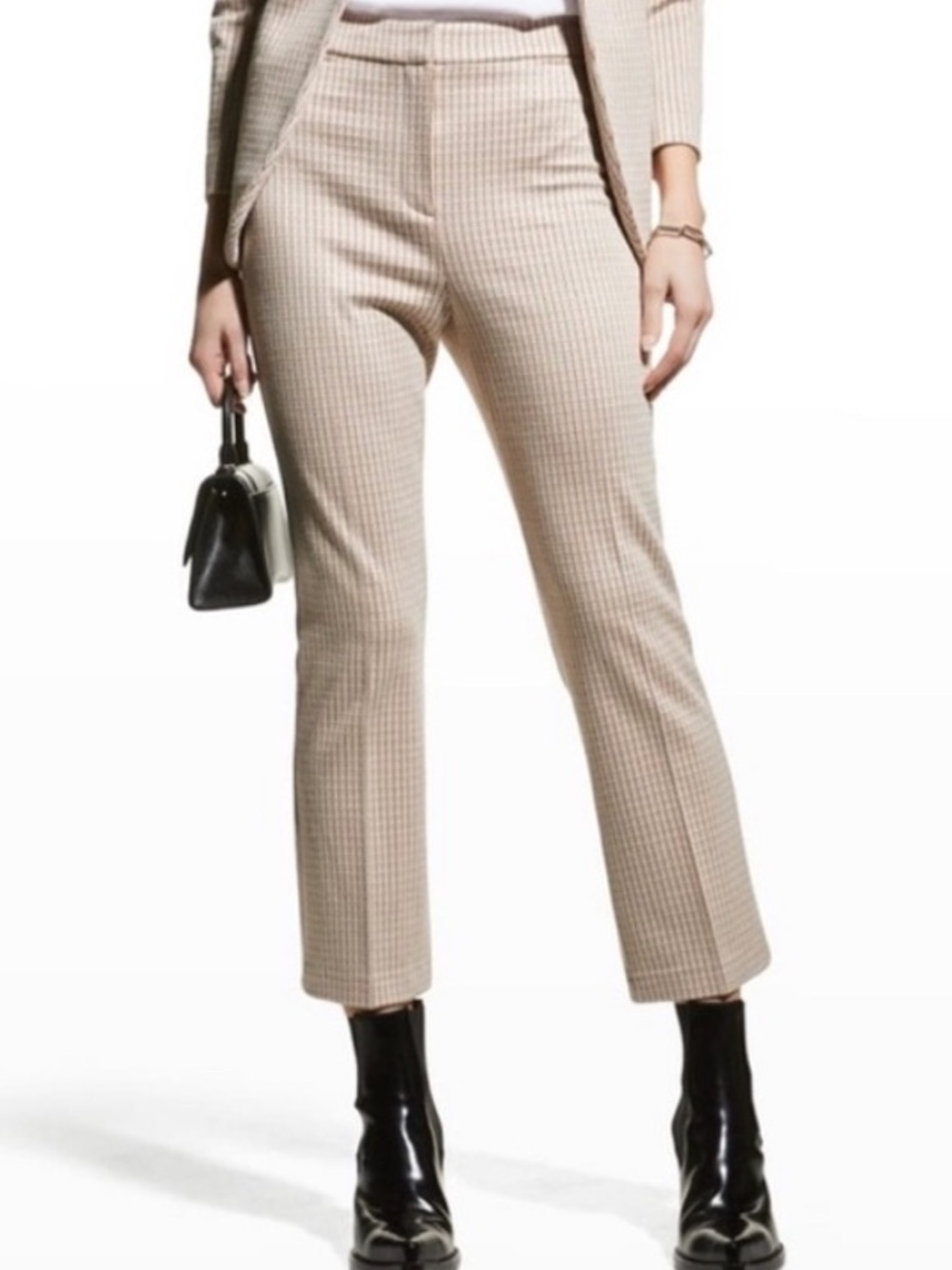 Theory St Jean Stratton Knit High Rise Crop Pants Blush Multi Size 4